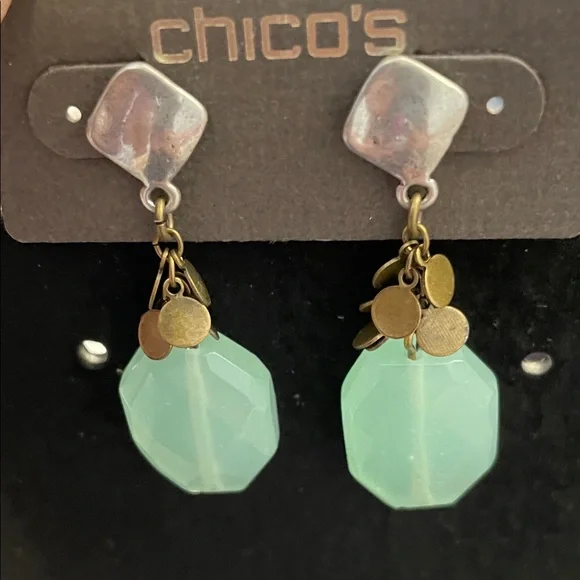 Chico's Aqua Dangle Earrings - Picture 4 of 6